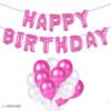 Happy Birthday Dotted Pink Letter Foil Balloons + 30pcs Pink, White Balloons for Birthday Decoration