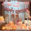 Solid Happy Birthday Kit with Metallic Balloons (Rose Gold, Fairy Lights - 120 PC) Balloon (Multicolor, Pack of 120)