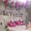 Happy Birthday Letter Foil Balloon 13 Letter Set (Silver) + Pack of 30 Pcs Balloons (Pink, White, Silver)