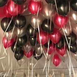 50 pcs Black, Red, Silver Metallic Balloons Combo For Birthday, Anniversary, Birthday Shower, Party Decoration