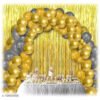 30pcs Metallic Golden, Silver Balloons Combo + 2pc Golden Fringe Curtains Decoration Combo(3*6.5feet)
