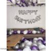 13pcs Silver Happy Birthday Foil Letters (16inch) + 30pcs Metallic Balloons Combo (White, Silver, Purple)