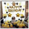Happy Birthday Gold, Black Balloons with Crown Balloon for Birhday Decoration Pack of 66
