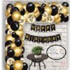 Black Gold Confetti Birthday Balloon Arch Garland Kit? Black Gold Confetti Balloons for Birthday? Decorations Pack of 114?