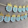 Prince Glitter Blue and Gold Happy Birthday Crown Banner / Happy Birthday Banner for Boys / Birthday Banner / Happy Birthday Decoration