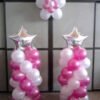 2pcs Silver Star Foil Balloons + 50pcs Pink, White Metallic Balloons for Birthday Decoration