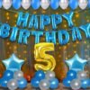 5th Birthday Decorations Kit For Baby Boy With Fairy Lights- 55Pcs Blue Theme Decorations For Birthday - 5th Birthday Party Decorations, Birthday Decorations kit for Boys 5th Birthday / Happy 5th Birthday Balloon (Set of 55)