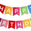 Happy Birthday Banner Bunting Flag / Banner for Birthday Reception / Birthday Decoration Material - Multi Colour