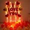 I Love You and Heart Shape Foil Balloons Decoration Kit with LED Lights - 53 Items
