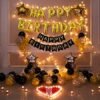 Black Gold & Silver foil balloons Birthday Decoration Items Kit with LED lights & Banner for boys and girls , Pack of 57