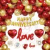 1 Pack of Happy Anniversary Foil (Gold) + 1 Pc love foil (Red) +4 Pcs Confetti Balloons(Gold) + 2 Pcs Heart Foil (Red) + 1Pc Glue Dot + 1Pc Arch & Pack of 40 HD Metallic Balloons (20 Pcs Red, 20 Pcs Gold). Best DIY Combo Package for Anniversary