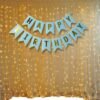 Happy Birthday Banner Blue Color with Fairy Light for Birthday Decoration