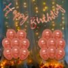 Rose Gold Birthday Decoration Kit - 52Pcs Happy Bday Banner Led Light and Metallic Balloons for Baby Girls, Boys, Women, Wife Theme Celebration Items