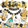 Happy Birthday Banner Decoration Kit - 51 Pcs Set for Boys Husband Balloons Decorations Items Combo with Champagne Foil Balloon Crown Foil, Metallic Balloons Arc And Glue Dot