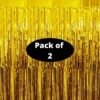 2 Pcs 3ftx6ft Golden Foil Curtains Birthday Decoration for Boys Girls, Anniversary, Bachelorette, Baby Shower, Golden Foil Fringe Tinsel Curtain - Pack of 2