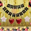 Happy Birthday Decoration for Husband Kit Combo Set - 72pcs Birthday Bunting Golden Foil Curtain Star Balloons with Balloon Pump