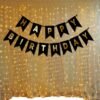 Happy Birthday Banner Black Color with Fairy Light for Birthday Decoration