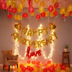 Happy Anniversary Decoration Items With Lights Kit Combo For Home Or Bedroom - Pack Of 61 Pcs?