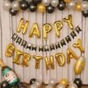 Pack of 34 PCs Happy Birthday Gold Black Silver Birthday decoraton Set with Bottle and Champagne