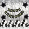 Black & White Themed Happy Birthday Banner Decoration Kit 69 Pcs Set