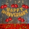 Red And Golden Happy Anniversary Decorations for Home Kit - 73Pcs