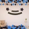 Blue & Black Happy Anniversary Decoration Items For Room - Pack of 49 Pcs