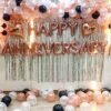 (55 Pcs) Happy Anniversary Balloons Decoration Set with HD Metallic Balloons and Pre Filled Confetti, Curtain & Heart Foil Decoration Kit Combo (Rose Gold)