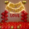 Elegant Happy Birthday Rubber Balloons Decoration Kit - 57pc Combo - Husband, Wife Birthday Decoration Items for Wall - LED Light, Heart Foils, Birthday, Metallic, LOVE Foil Balloons