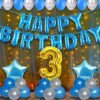 3rd Birthday Decoration Items For Boys With Fairy Lights - 55Pcs Third Birthday Decoration