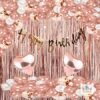 rosegold and white Happy Birthday Decoration Kit with curtain,ballloons,banner,heart,48pcs for Birthday Decoration Boys Kids,Girls,Husband,Wife Girl Friend Adult