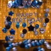 Happy Birthday Balloons Decoration Kit with Helium Letters Foil Balloon Banner, Latex Metallic Balloons And Fairy LED Light Combo - 62 Pcs Set