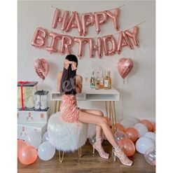 Rose Gold Birthday Decoration Items - 40 Pcs Items