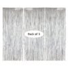 Metallic Fringe Foil Curtain for Birthday, Wedding, Anniversary Photo Booth Decoration (Silver, 3 ft x 6 ft) - Pack of 3