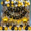 Happy Birthday Letters Banner with Foil - Metallic Balloons Foil Curtain Glue Dot Led Light Decoration Kit -47Pcs Set for Adult, Kids, Boy, Girl, 25th, 30th, 40th, 50th Party Supplies