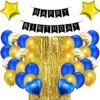 Golden & Blue Happy Birthday Banner Balloon Decorations - Pack of 44 Pcs