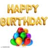 Happy Birthday Golden Foil Letters + 30pcs Multi Color Metallic Balloons Combo