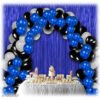 30pcs Metallic Blue, Golden, Silver Balloons Combo + 2pc Golden Fringe Curtains Decoration Combo(3*6.5feet)