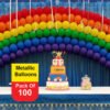 RED, ORANGE, YELLOW, BLUE, GREEN, PURPLE Balloons (Pack of 100pcs) for Happy Birthday, Anniversary, New Year, Christmas Party Decoration