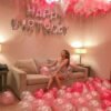 Happy Birthday Silver Letter Foil Balloons + 30pcs Red, White, Pink Balloons for Birthday Decoration