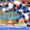 Happy Birthday Foil Letters 13 pcs- Dotted Blue + 2pcs Silver Star Foil (10inch) + 30pcs Red, Blue, Silver Metallic Balloons Combo