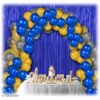 30pcs Metallic Blue, Golden, Silver Balloons Combo + 2pc Blue Fringe Curtains Decoration Combo(3*6.5feet)