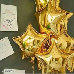 Solid 5Pcs 18 inch Gold Star Air-Filled Foil Balloons for Birthday | Anniversary | Wedding Party Decoration Balloon (Pack of 5)