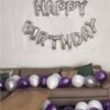 Solid Happy Birthday Foil Letters , 1ST Birthday , 25th Birthday Decoration Balloon??(Purple, Silver, White, Pack of 51)