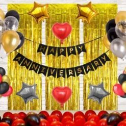 Happy Anniversary Decorations Items For Home-70Pcs Round Foil Balloon with Latex and Confetti Baloons for Wedding / Anniversary Party Decoration for Husband Or Wife/Marriage Decor??(Set of 70)
