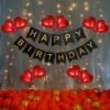 Solid Happy Birthday Banner & Balloons Decoration Kit - 73Pcs Combo Set - Birthday Banner, Heart Foil Ballons, Metallic & Latex Balloon, String Lights - Birthday Decor Items For Men & Women Balloon (Red, Gold, Pack of 73)