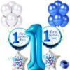 Baby boy First/1st Happy Birthday room/Wall Party Decorations Combo/Kit Pack blue color Theme (Pack Of 36) BLUE??(Set of 36)