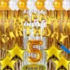 ?Fifth/5th Happy Birthday Combo/Kit Pack Material For Party Decorations (Pack Of 73) GOLD??(Set of 73)