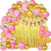 Happy Birthday Pink Crown Banner with HD Metallic & Confetti Balloons Decoration Kit for Girls Balloon??(Pink, Gold, Pack of 38)