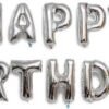 "HAPPY BIRTHDAY" Letters Foil Balloon 16" - Silver Foil Birthday Balloon
