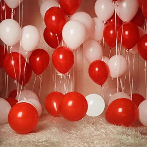 10 Inch (Pack of 100) Red & White Balloons  for Birthday Decoration, Decoration for Weddings, Engagement, Baby Shower, 1st Birthday, Anniversary Party, Theme Party, Office Party